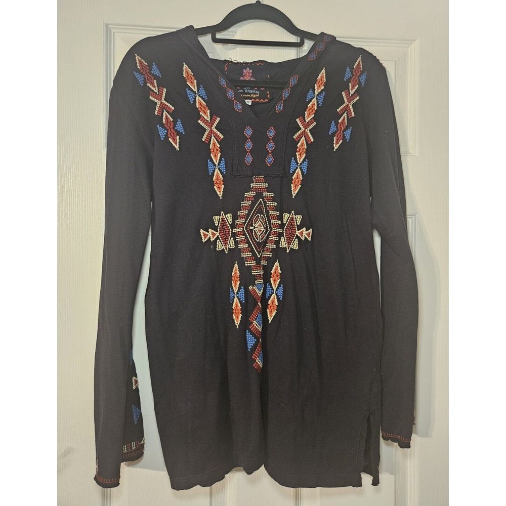 Johnny Was Black Tunic with Multicolor Embroidery